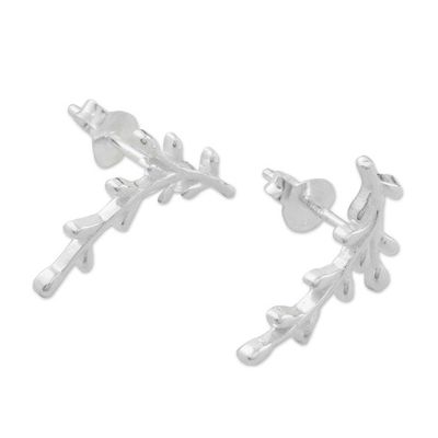 Alternate image for Sterling Silver Olive Branch Drop Earrings from Thailand Shining Olive