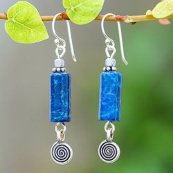 Image for Hill Tribe-Themed Lapis Lazuli and Hematite Dangle Earrings True Powers