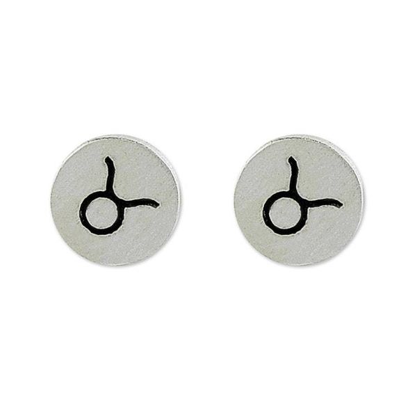 Alternate image for Sterling Silver Taurus Stud Earrings from Thailand Satin Taurus