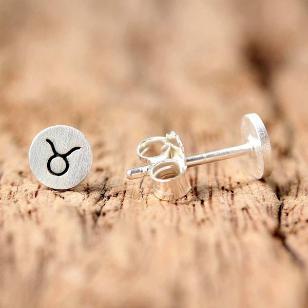 Alternate image for Sterling Silver Taurus Stud Earrings from Thailand Satin Taurus