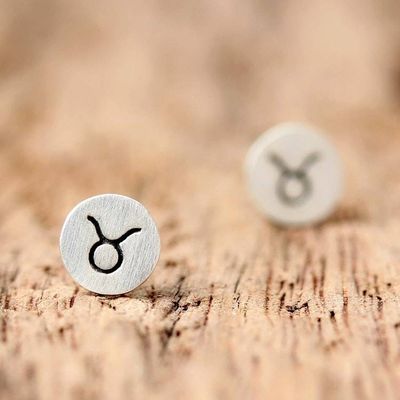 Alternate image for Sterling Silver Taurus Stud Earrings from Thailand Satin Taurus