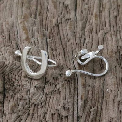 Alternate image for 925 Sterling Silver Horseshoe Ear Cuffs from Thailand Horseshoe Luck