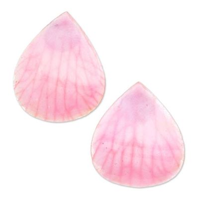 Alternate image for Hand Made Orchid Petal Button Earrings Orchid Kiss in Pink