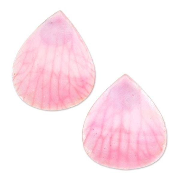 Alternate image for Hand Made Orchid Petal Button Earrings Orchid Kiss in Pink
