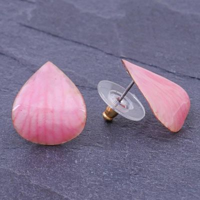 Alternate image for Hand Made Orchid Petal Button Earrings Orchid Kiss in Pink
