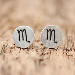 Image for Sterling Silver Scorpio Stud Earrings from Thailand Satin Scorpio