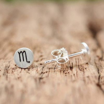 Alternate image for Sterling Silver Scorpio Stud Earrings from Thailand Satin Scorpio