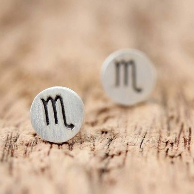 Alternate image for Sterling Silver Scorpio Stud Earrings from Thailand Satin Scorpio