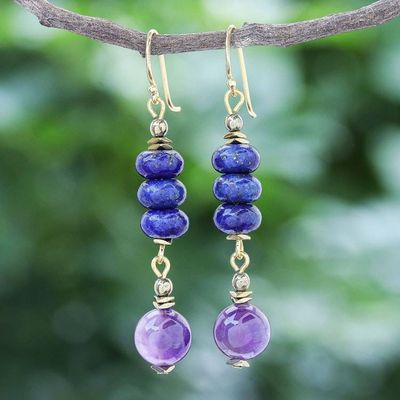 Primary image for Gold-Plated Multi-Gemstone Dangle Earrings from Thailand Sweet Tarts