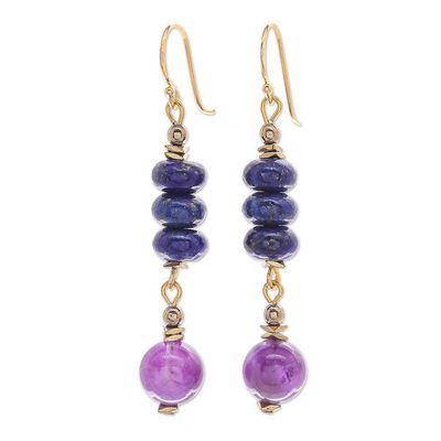 Alternate image for Gold-Plated Multi-Gemstone Dangle Earrings from Thailand Sweet Tarts