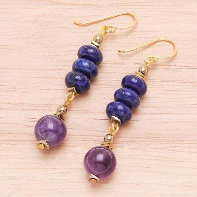 Alternate image for Gold-Plated Multi-Gemstone Dangle Earrings from Thailand Sweet Tarts