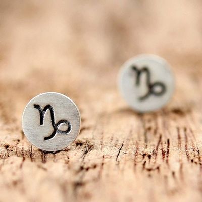 Alternate image for Sterling Silver Capricorn Stud Earrings from Thailand Satin Capricorn