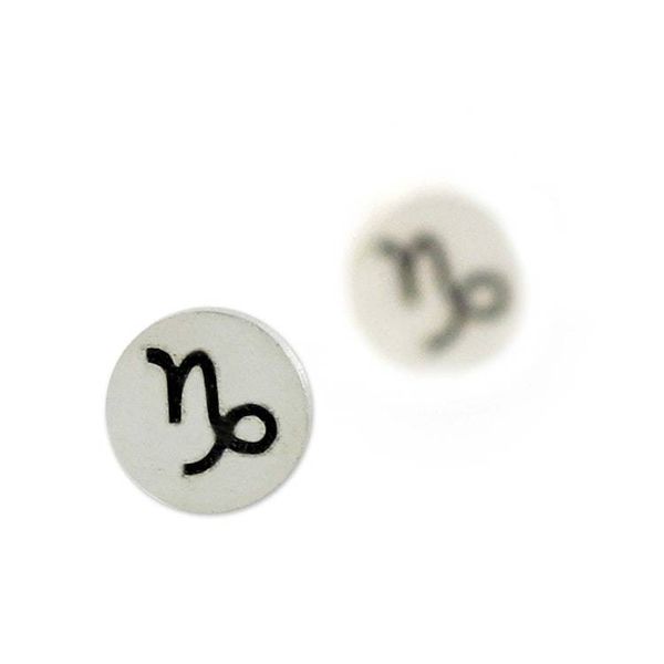 Alternate image for Sterling Silver Capricorn Stud Earrings from Thailand Satin Capricorn