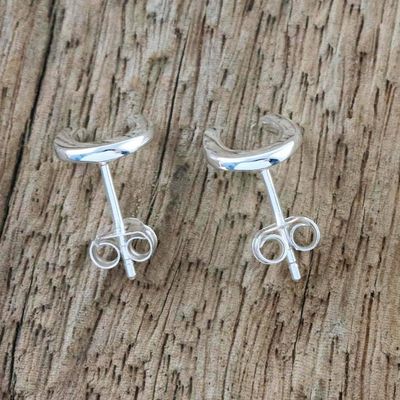 Alternate image for Handcrafted Sterling Silver Horseshoe Stud Earrings Silver Horseshoes