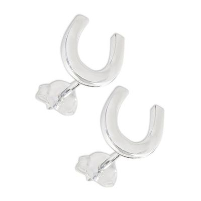Alternate image for Handcrafted Sterling Silver Horseshoe Stud Earrings Silver Horseshoes