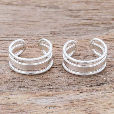 Primary image for Artisan Made Sterling Silver Ear Cuffs from Thailand Cool Day