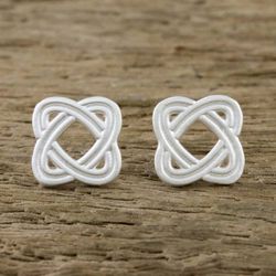 Image for Overlapping Ellipses Sterling Silver Stud Earrings Always Return