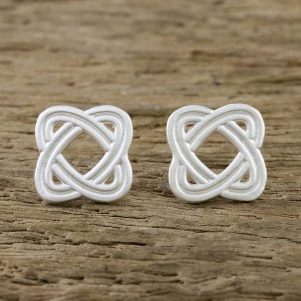 Alternate image for Overlapping Ellipses Sterling Silver Stud Earrings Always Return