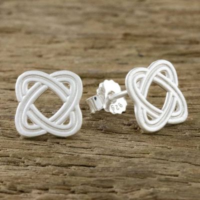 Alternate image for Overlapping Ellipses Sterling Silver Stud Earrings Always Return