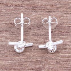 Image for Knot Pattern Sterling Silver Stud Earrings from Thailand The Knot