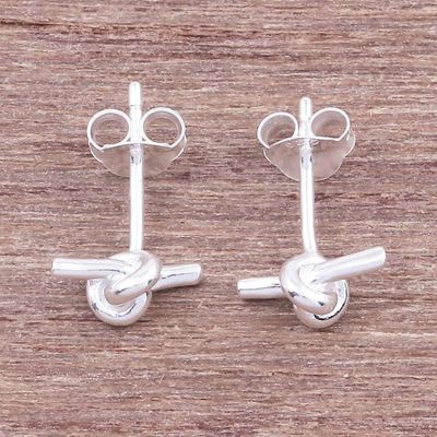 Primary image for Knot Pattern Sterling Silver Stud Earrings from Thailand The Knot