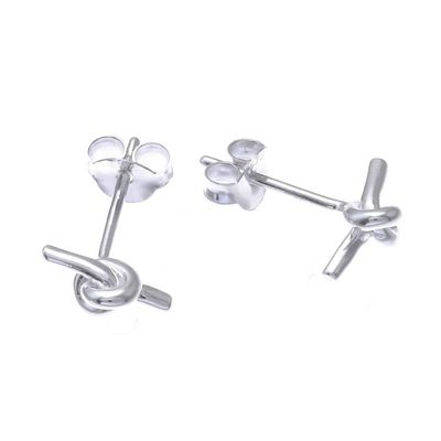 Alternate image for Knot Pattern Sterling Silver Stud Earrings from Thailand The Knot
