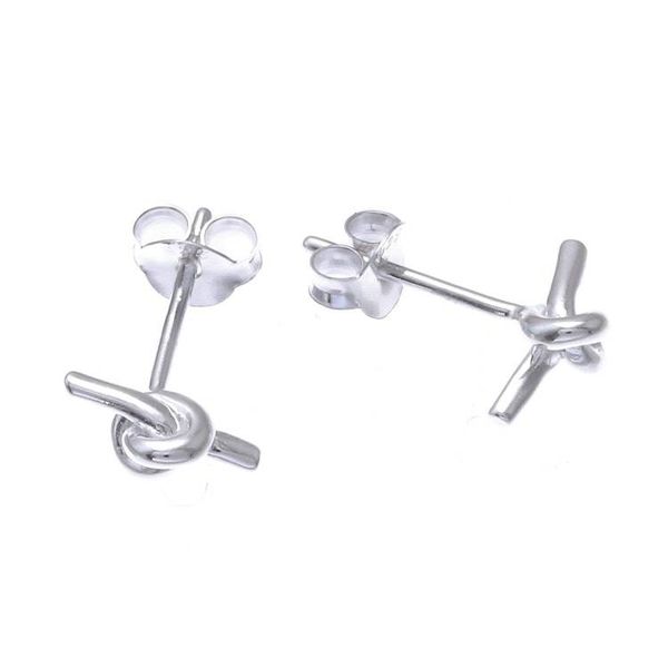 Alternate image for Knot Pattern Sterling Silver Stud Earrings from Thailand The Knot