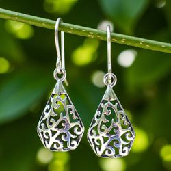 Image for Sterling Silver Dangle Earrings from Thailand Rain Forest Song