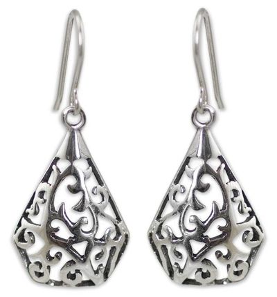 Alternate image for Sterling Silver Dangle Earrings from Thailand Rain Forest Song