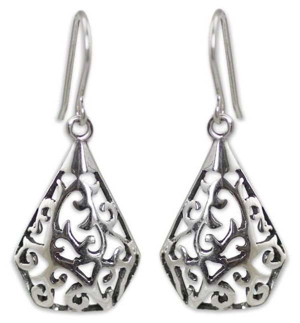 Alternate image for Sterling Silver Dangle Earrings from Thailand Rain Forest Song