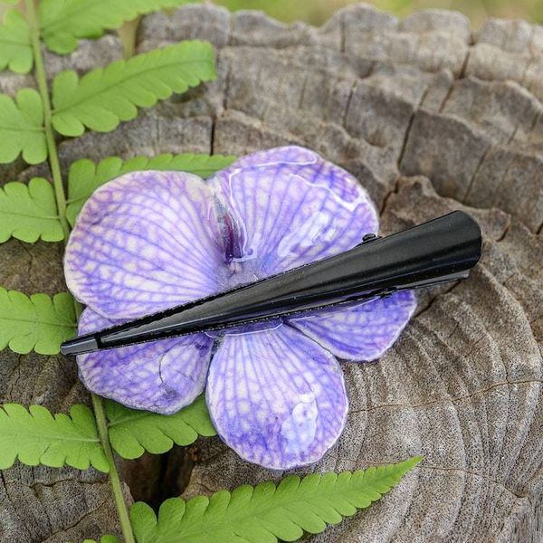 Alternate image for Natural Purple Orchid Resin-Coated Hair Clip from Thailand Enchanted Petals
