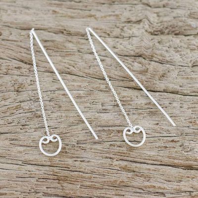 Alternate image for Sterling Silver Hearts Long Threader Earrings from Thailand Falling Hearts