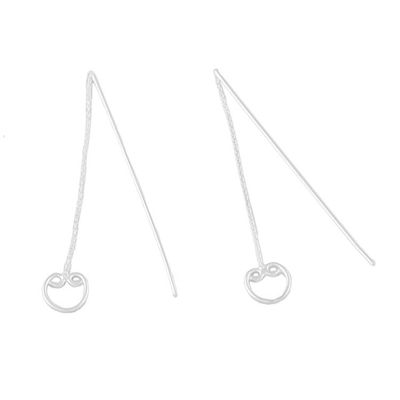 Alternate image for Sterling Silver Hearts Long Threader Earrings from Thailand Falling Hearts