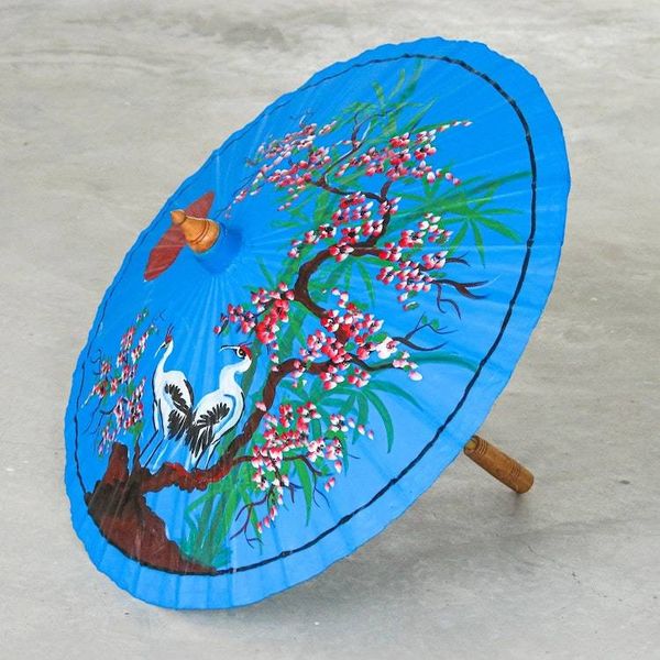 Alternate image for Hand-Painted Blue Crane-Motif Parasol Peace Cranes in Blue