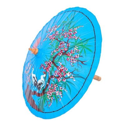 Alternate image for Hand-Painted Blue Crane-Motif Parasol Peace Cranes in Blue