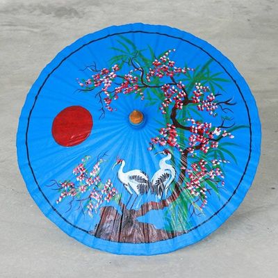 Alternate image for Hand-Painted Blue Crane-Motif Parasol Peace Cranes in Blue