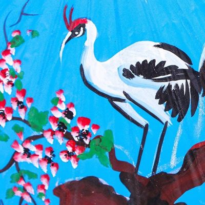 Alternate image for Hand-Painted Blue Crane-Motif Parasol Peace Cranes in Blue