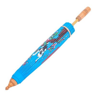 Alternate image for Hand-Painted Blue Crane-Motif Parasol Peace Cranes in Blue