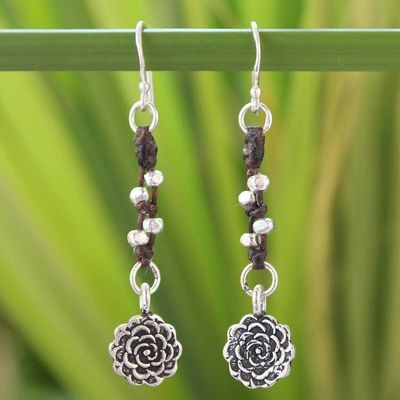 Primary image for Unique Floral Silver Dangle Earrings Urban Blossom