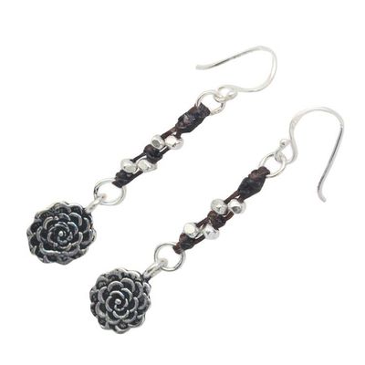 Alternate image for Unique Floral Silver Dangle Earrings Urban Blossom