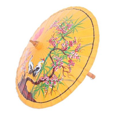 Alternate image for Hand-Painted Yellow Crane-Motif Parasol Peace Cranes in Orange