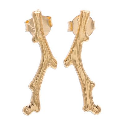 Primary image for Artisan-Made Timber-Shaped 18k Gold-Plated Drop Earrings The Golden Timber
