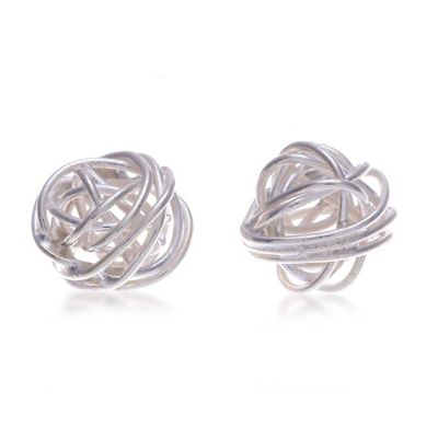 Alternate image for Nest Intertwined Wire Modern Sterling Silver Stud Earrings Divine Nests