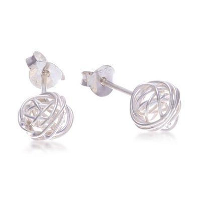 Alternate image for Nest Intertwined Wire Modern Sterling Silver Stud Earrings Divine Nests