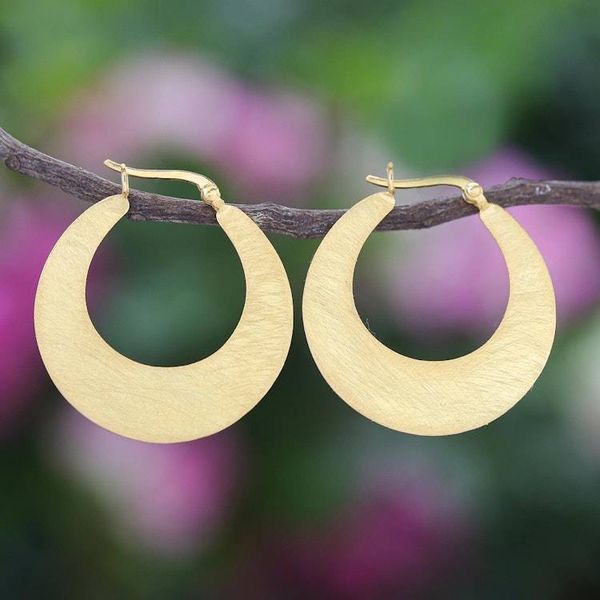 Alternate image for Handcrafted Gold-Plated Hoop Earrings Catch the Sun