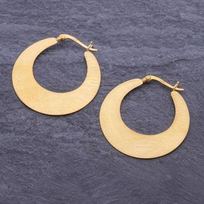 Alternate image for Handcrafted Gold-Plated Hoop Earrings Catch the Sun
