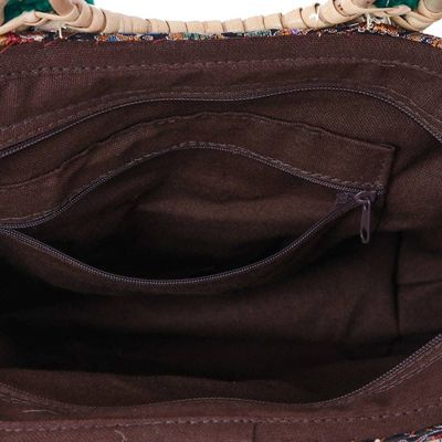 Alternate image for Thai Traditional Green Cotton and Natural Fiber Handle Bag Hmong Harmony