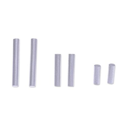 Alternate image for Modern Silver Bar Earrings with Brushed-Satin Finish Minimalist Allure