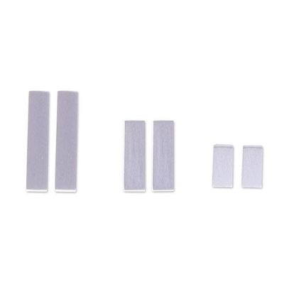 Alternate image for Minimalist Brushed-Satin Sterling Silver Bar Earrings Minimalist Vibe