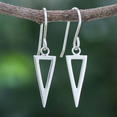Primary image for Thai Sterling Silver Triangle Dangle Earrings Silver Arrowhead